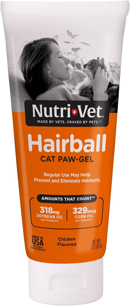 Nutri-Vet Hairball Paw-Gel for Cats, Chicken, 3 oz
