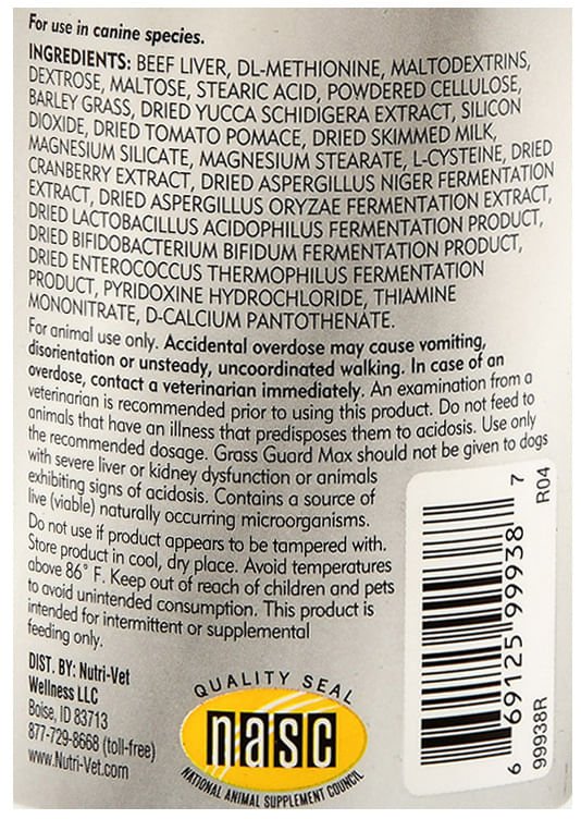 nutri-vet grass-guard max with probiotics & digestive enzymes, 150 count