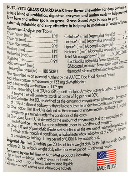 Nutri-Vet Grass-Guard Max with Probiotics & Digestive Enzymes, 150 count