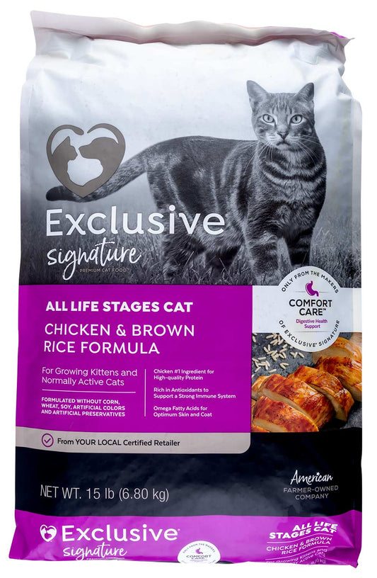 Purina Exclusive Cat Food, Chicken/Brown Rice, 15 lb