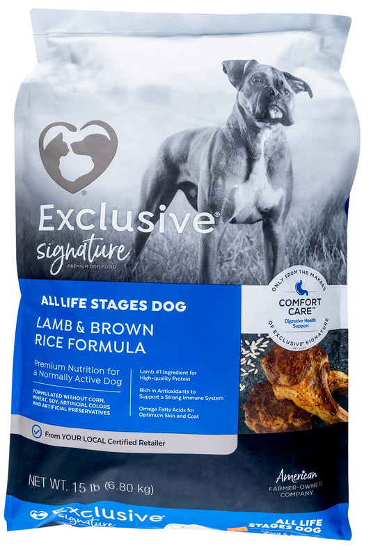 Purina Exclusive All Life Stages Dog Food, Lamb/Brown Rice, 15 lb