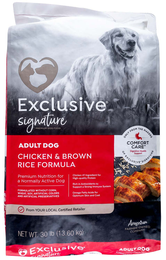 Purina Exclusive Adult Dog Food, Chicken/Brown Rice, 30 lb