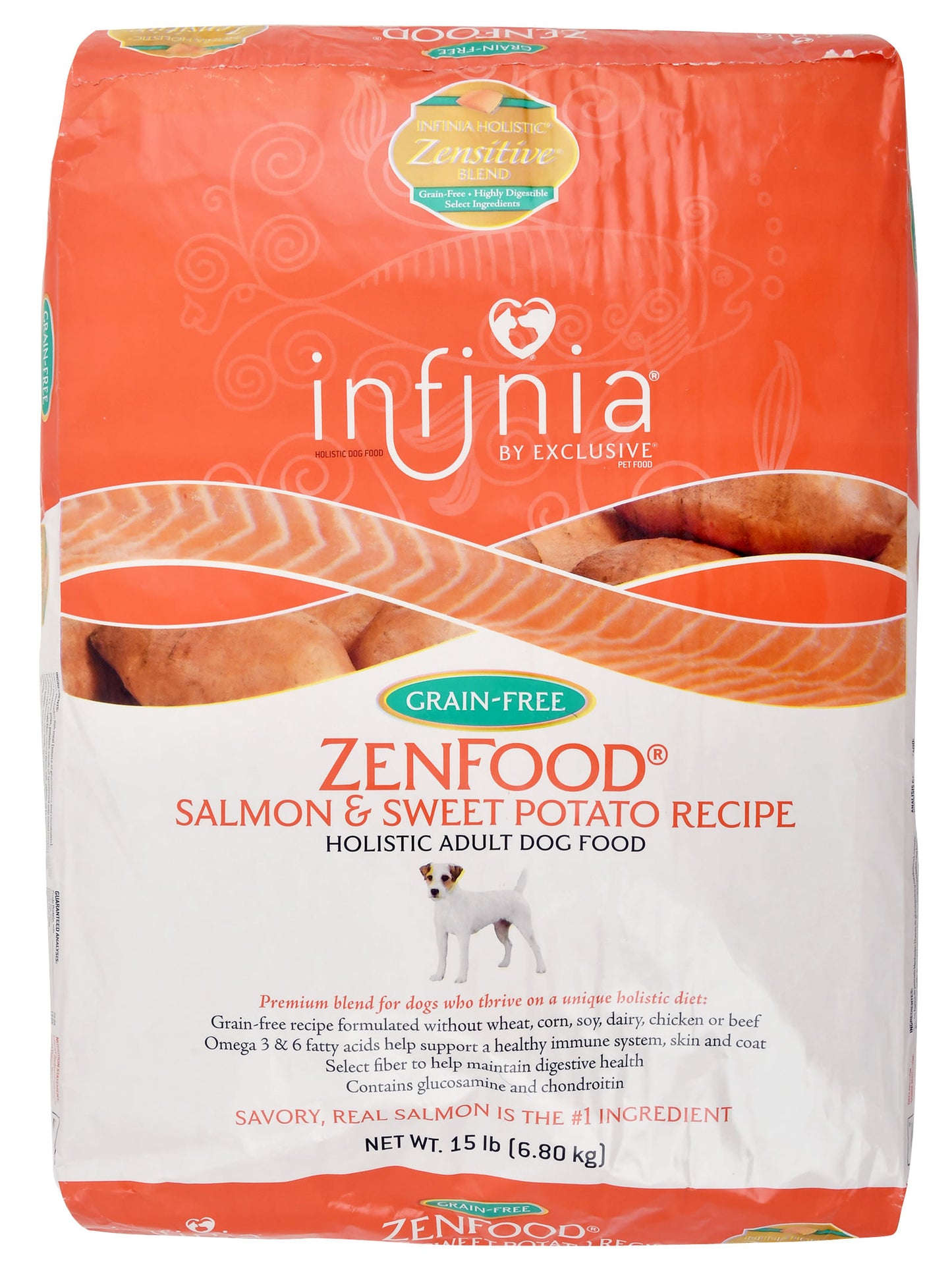 infinia gf zen salmon dog food, 15 lb