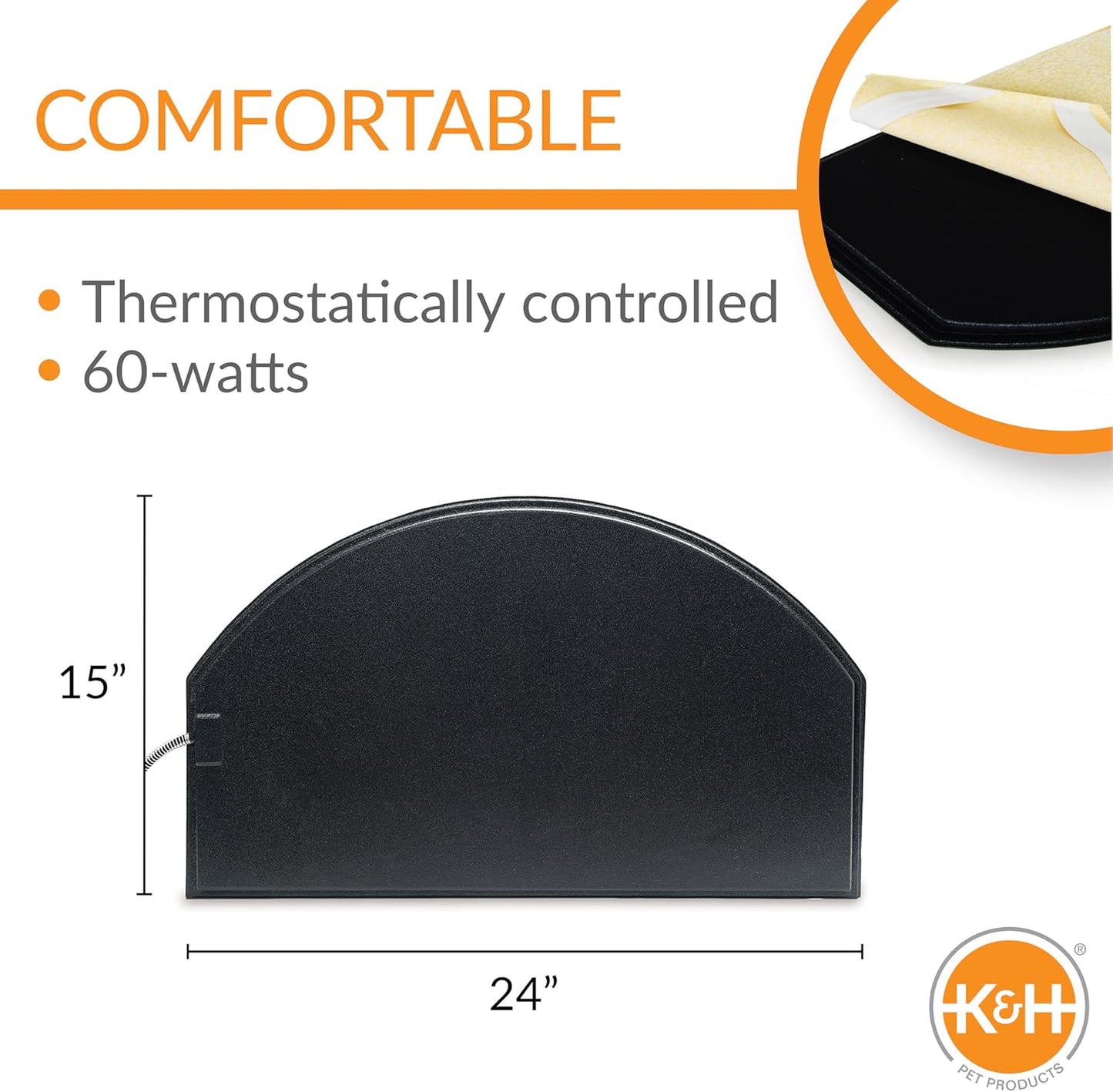 k&h pet products lectro-kennel igloo style outdoor heated pad black medium 15 x 24 inches (4c ffp)