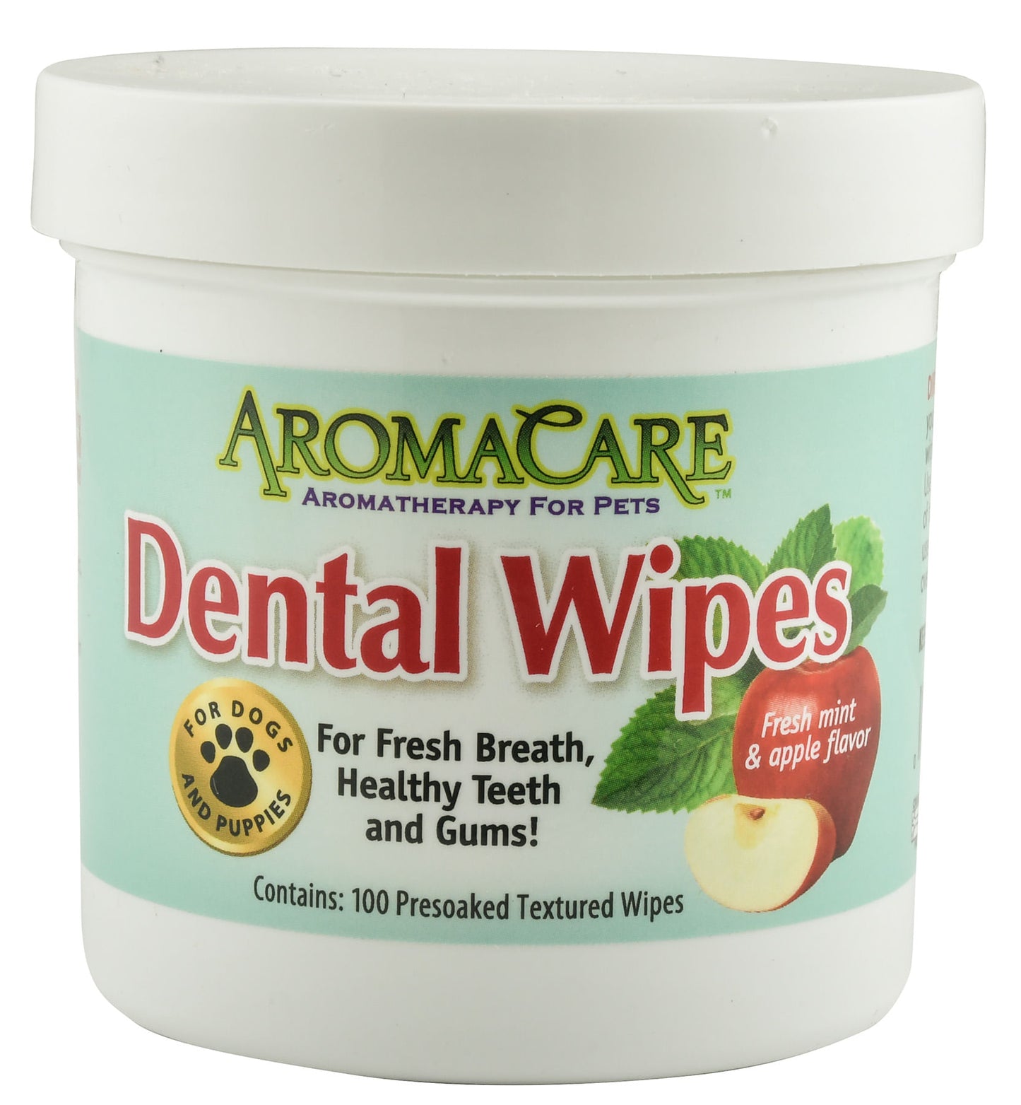 aromacare dental wipes, apple-mint, 100 ct