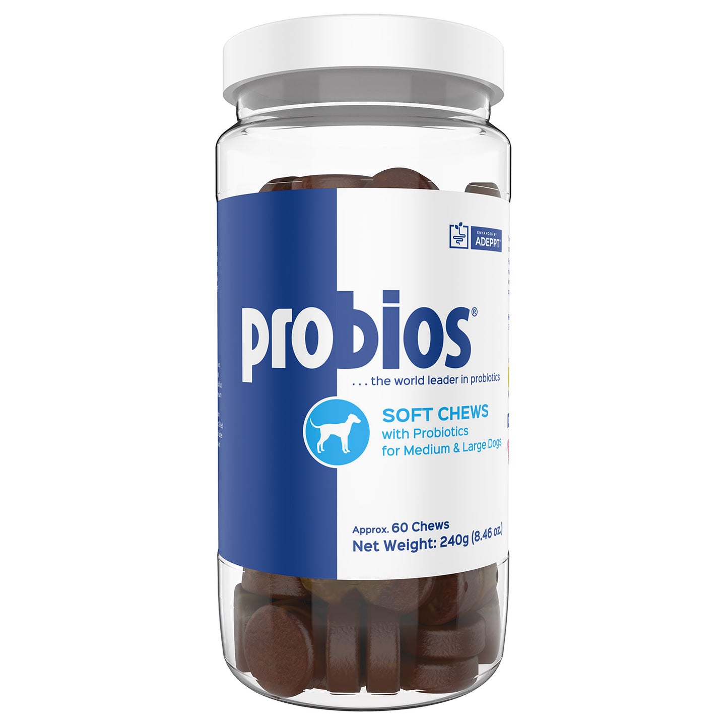 probios canine soft chews - medium-large dogs - 60 count