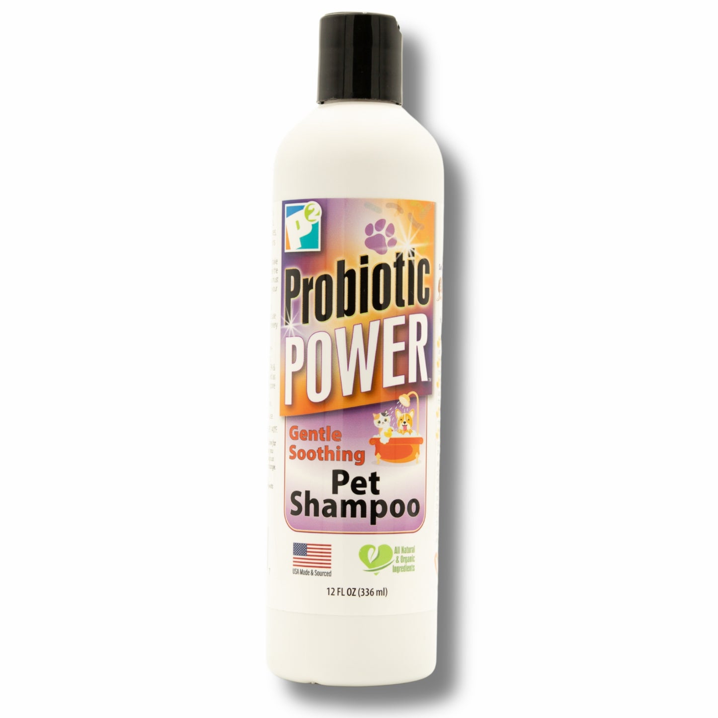 p2 probiotic power pet shampoo, 12 oz – gentle organic probiotic shampoo for dogs, cats & puppies, sensitive skin, coat care, odor control, bath & grooming - fresh mint vanilla scent