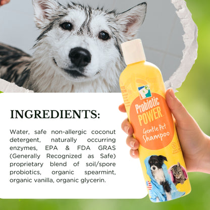 P2 Probiotic Power Pet Shampoo, 12 oz – Gentle Organic Probiotic Shampoo for Dogs, Cats & Puppies, Sensitive Skin, Coat Care, Odor Control, Bath & Grooming - Fresh Mint Vanilla Scent