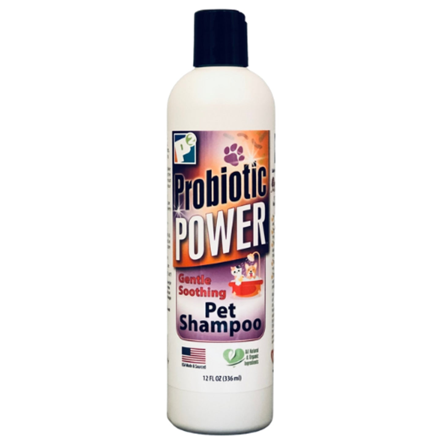 p2 probiotic power pet shampoo, 12 oz – gentle organic probiotic shampoo for dogs, cats & puppies, sensitive skin, coat care, odor control, bath & grooming - fresh mint vanilla scent