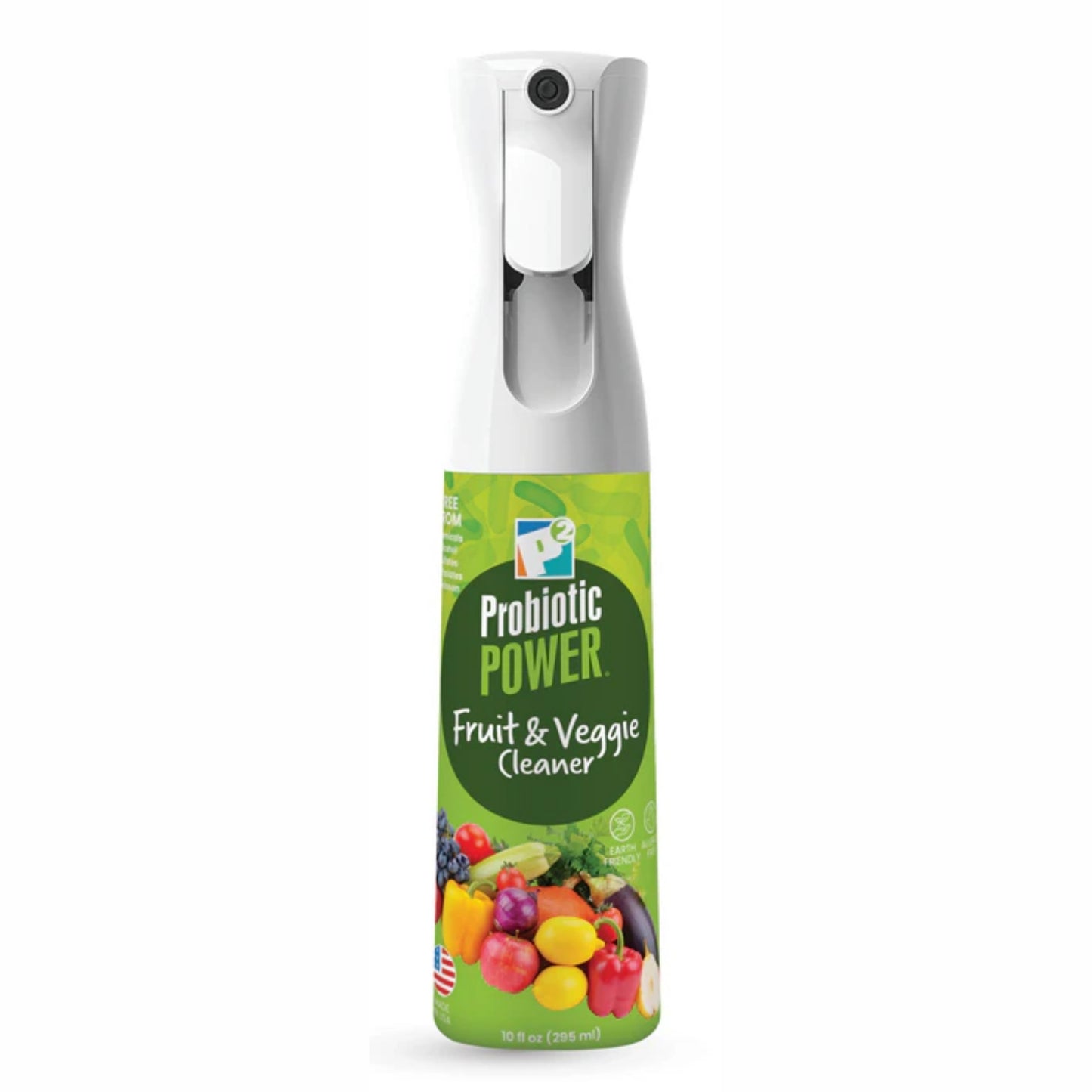 p2 probiotic power fruit & veggie cleaner spray, produce wash for fruits, vegetables, herbs & greens, probiotic enzyme & coconut based food cleaner for meal prep, kitchen use, 10 oz