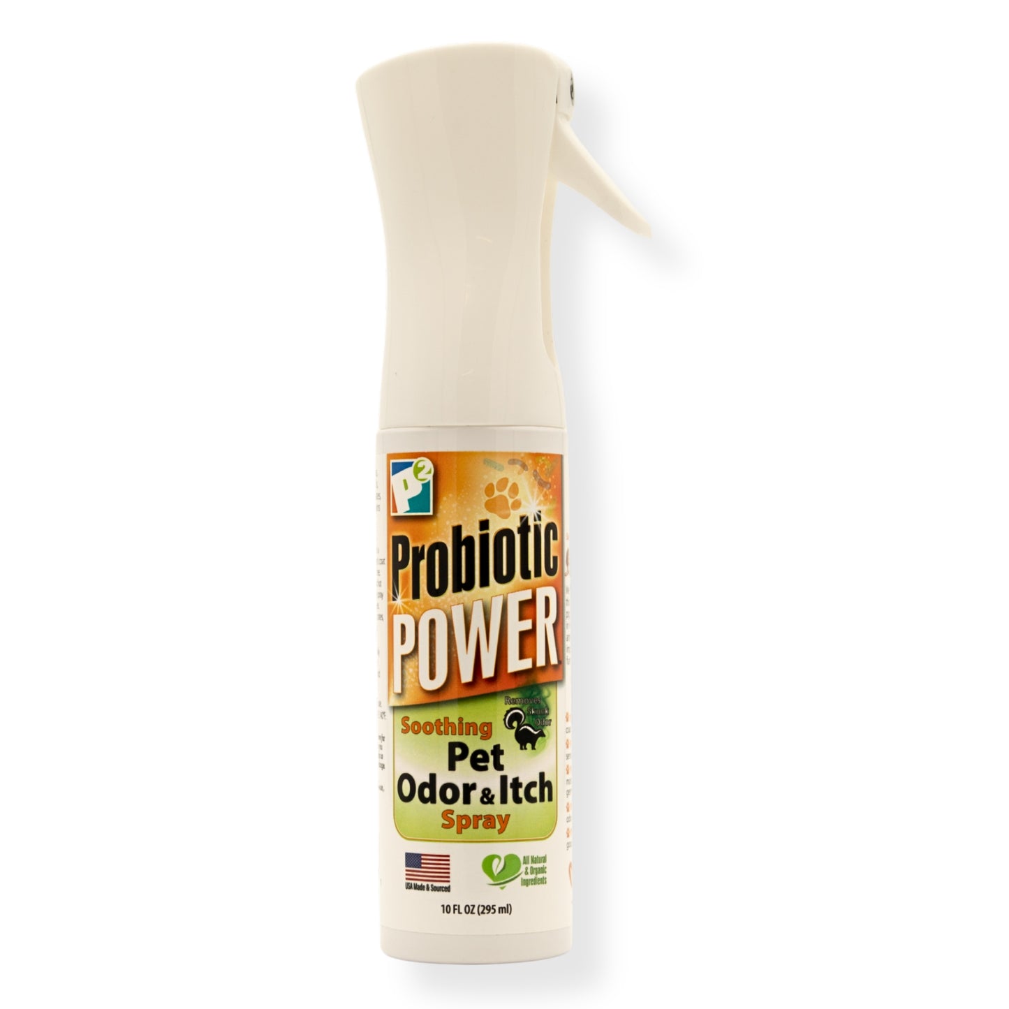 p2 probiotic power pet odor & itch spray – dog, cat, puppy, kitten grooming spray, deodorizer, litter box freshener, hot spot spray, coat, bedding, kennel, carrier, travel – 10 oz