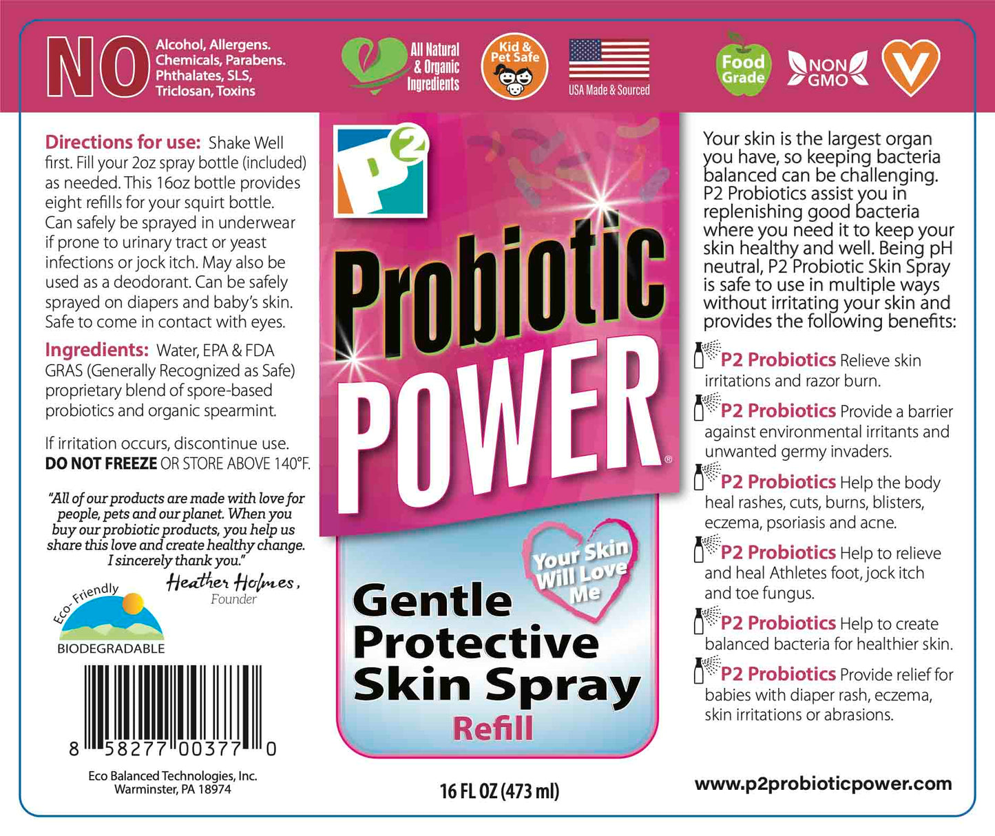 probiotic power skin spray refill 16 oz