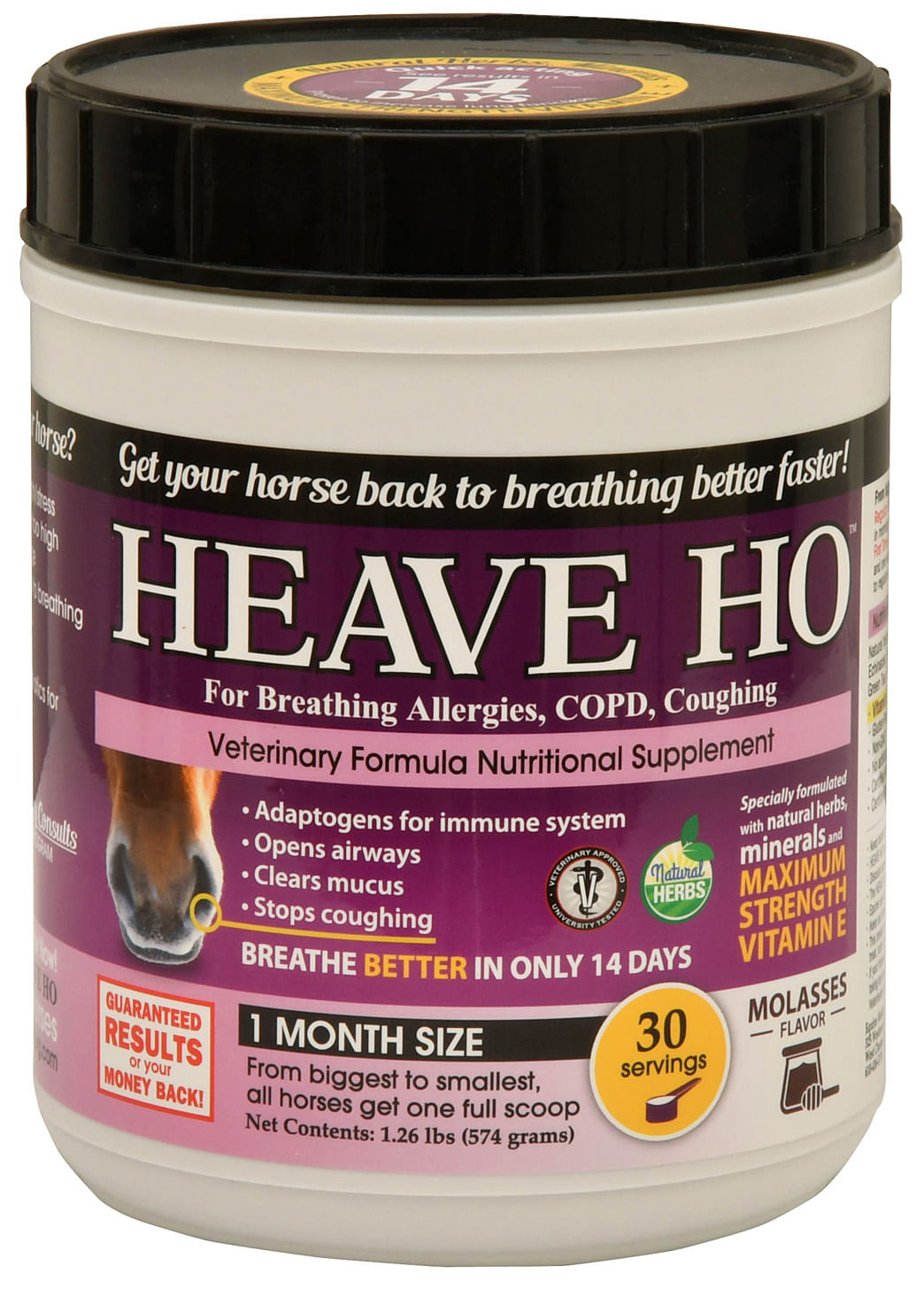 equine heave ho supplement, 1.26 lb flavor: molasses