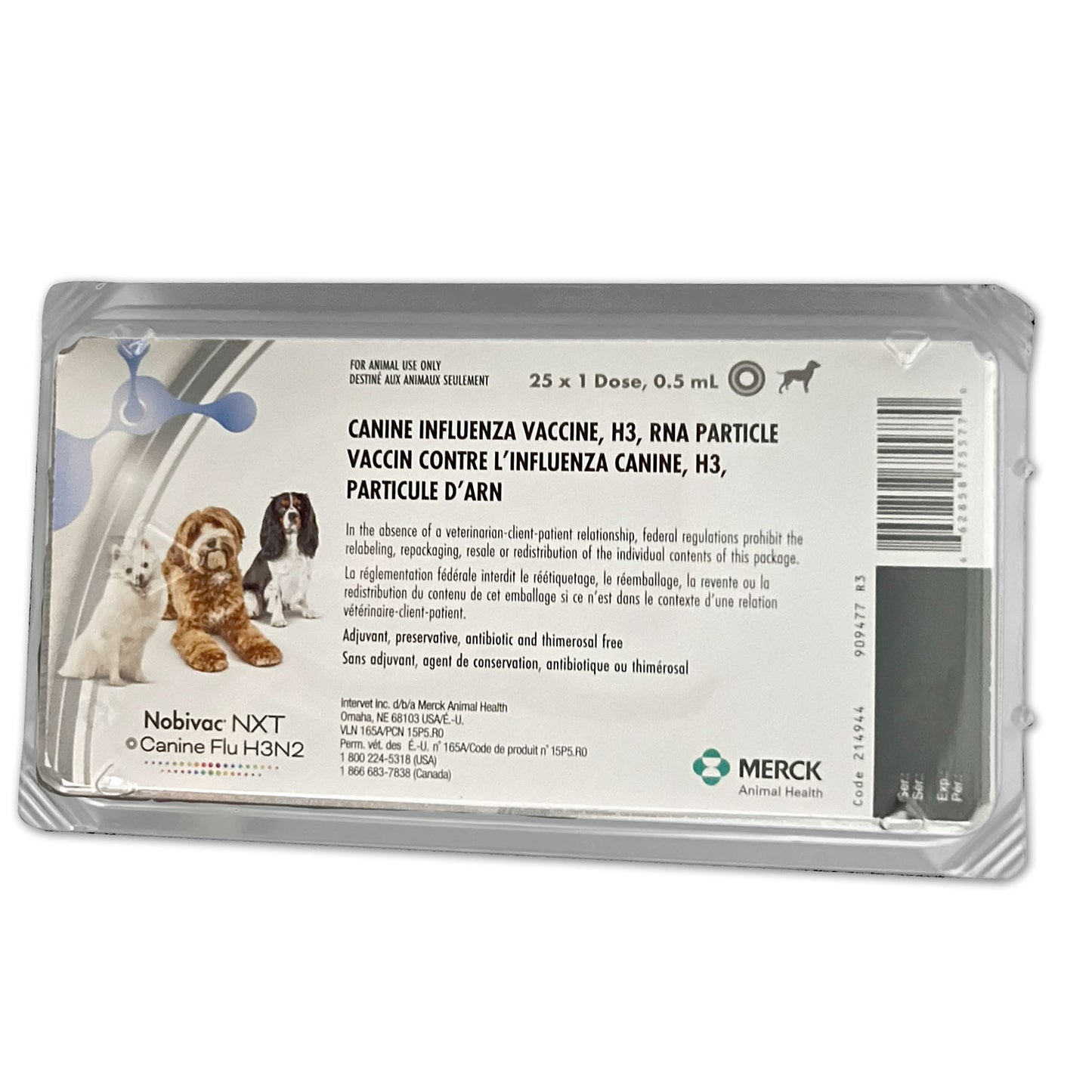 nobivac nxt canine influenza h3n2, 25 x 1 dose