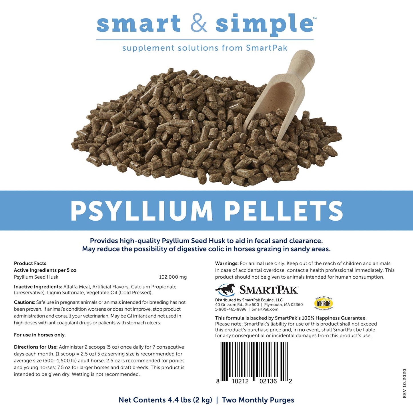 smartequine smart & simple psyllium pellets, 4.4lbs