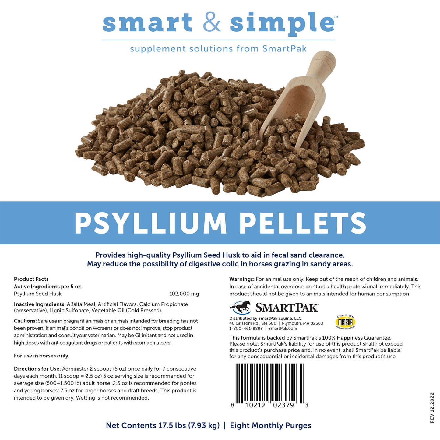 smartequine smart & simple psyllium pellets, 17.5lbs