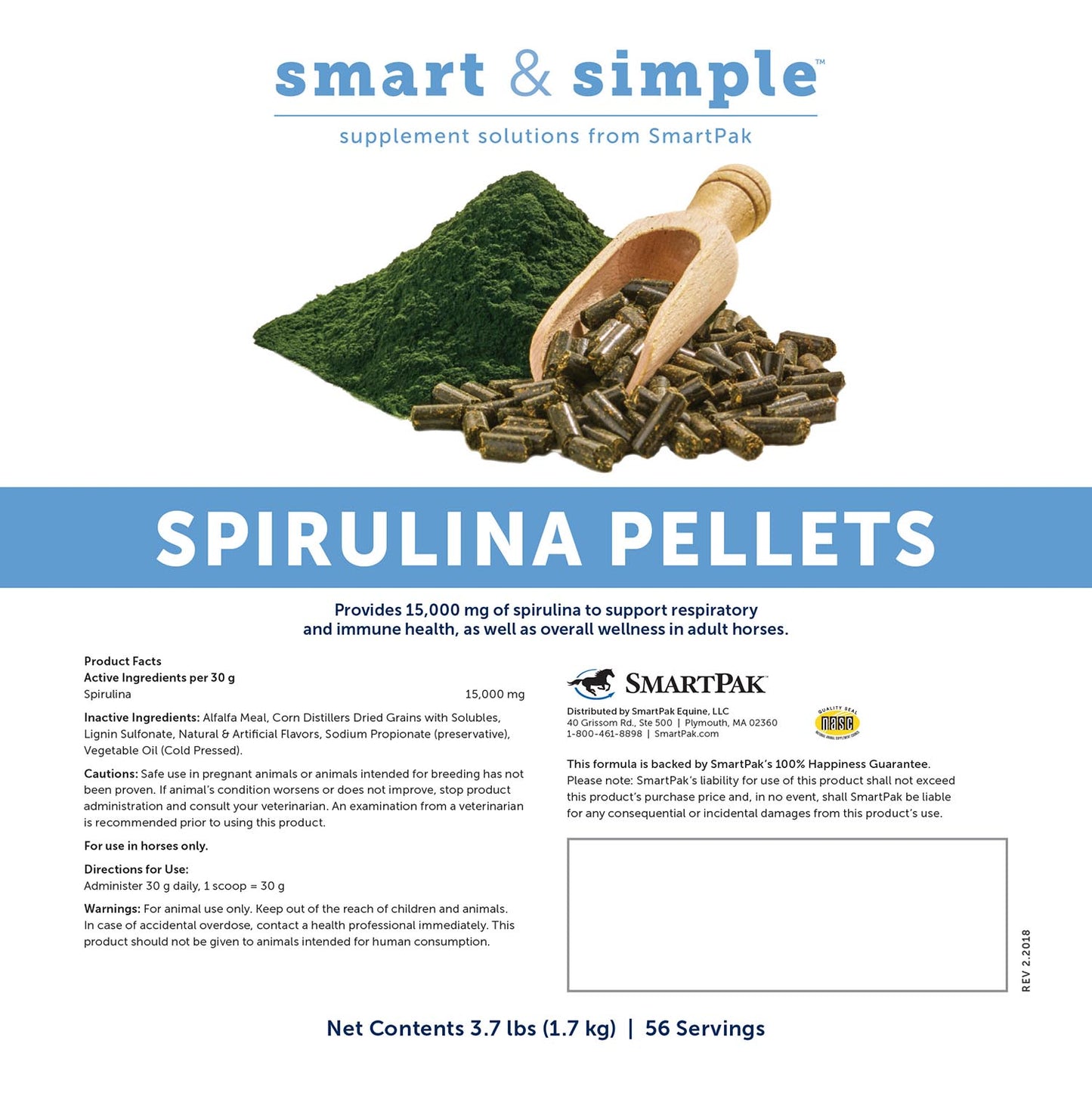smartequine smart & simple spirulina pellets