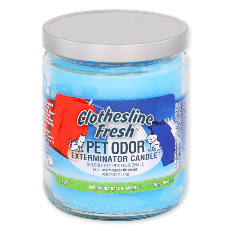 pet odor exterminator candle, clothesline fresh, 13 oz