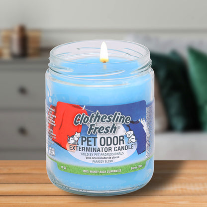 Pet Odor Exterminator Candle, Clothesline Fresh, 13 oz