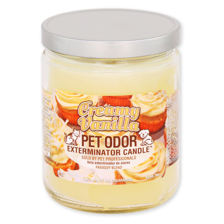 pet odor exterminator candle, creamy vanilla, 13 oz