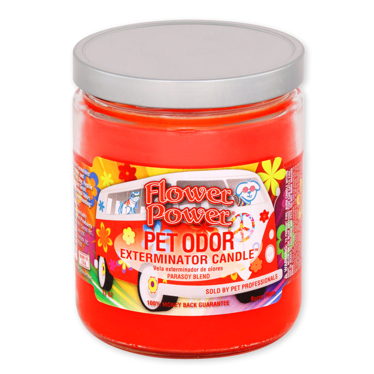 pet odor exterminator candle, flower power, 13 oz
