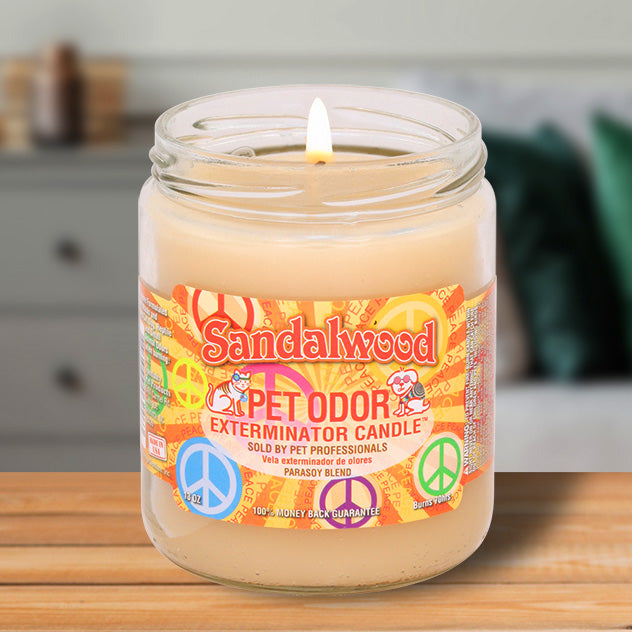 pet odor exterminator candle, sandalwood, 13 oz