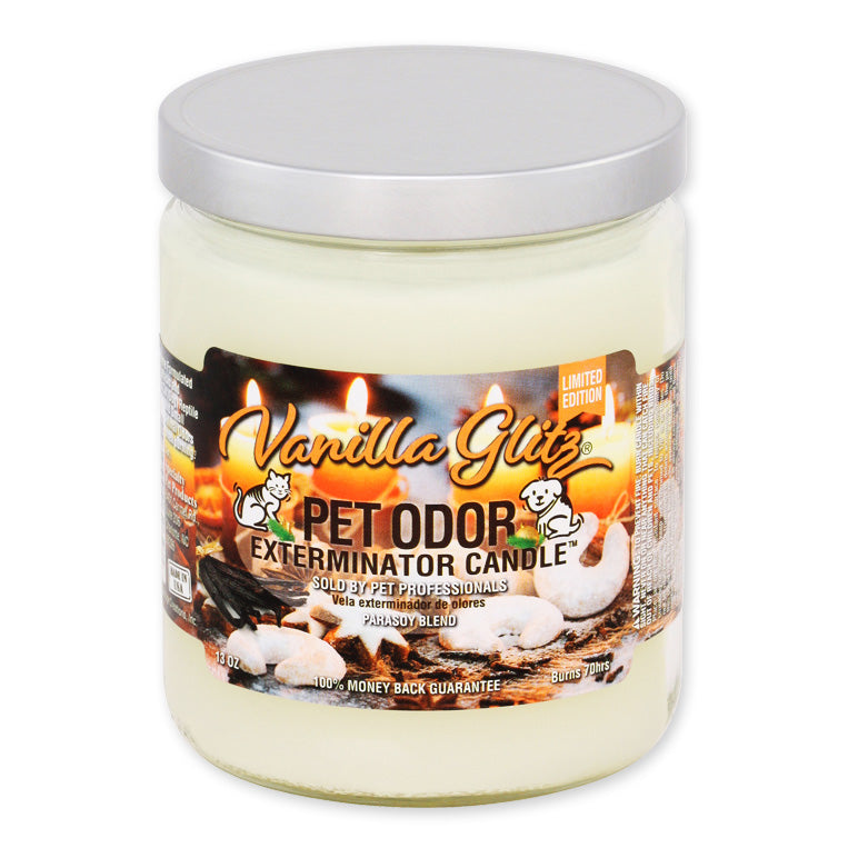 pet odor eliminator candles, vanilla glitz, 13 oz