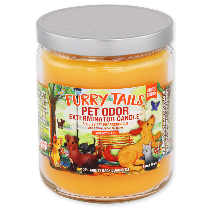 pet odor exterminator candle, furry tails, 13 oz