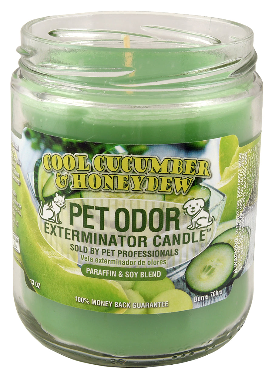 pet odor exterminator candles, cool cucumber & honeydew, 13 oz