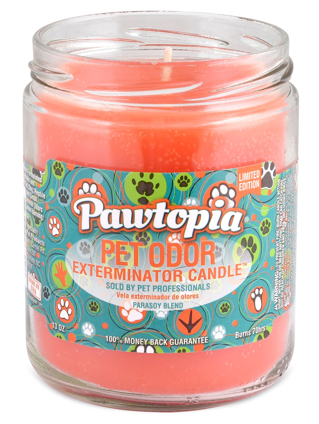 pet odor exterminator candle, pawtopia, 13 oz