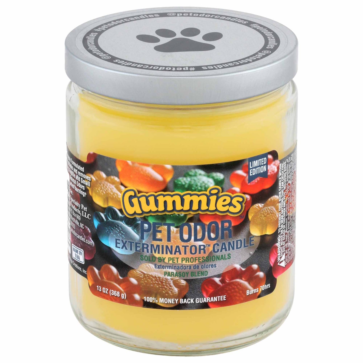 pet odor exterminator candle, gummies, 13 oz