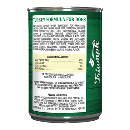 SINGLE Triumph Dog Food, Turkey Formula, 13.2 oz