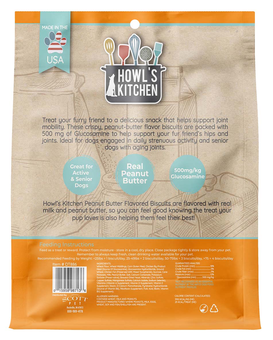 howl's kitchen peanut butter flavor hip & joint biscuits, 2.62 lbs