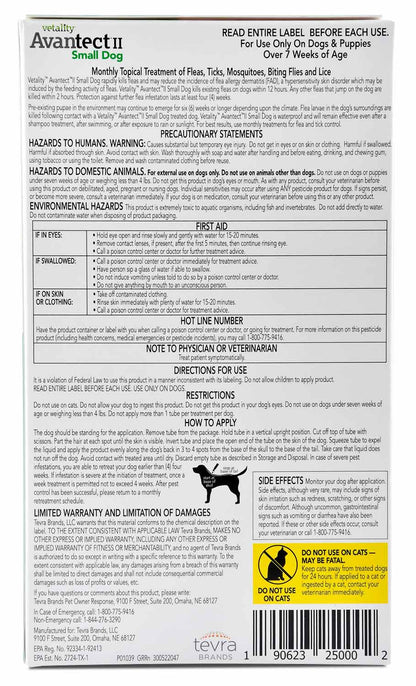 Avantect II Flea and Tick Topical for Dogs, 4-pack Size: Dog 4-10 lb