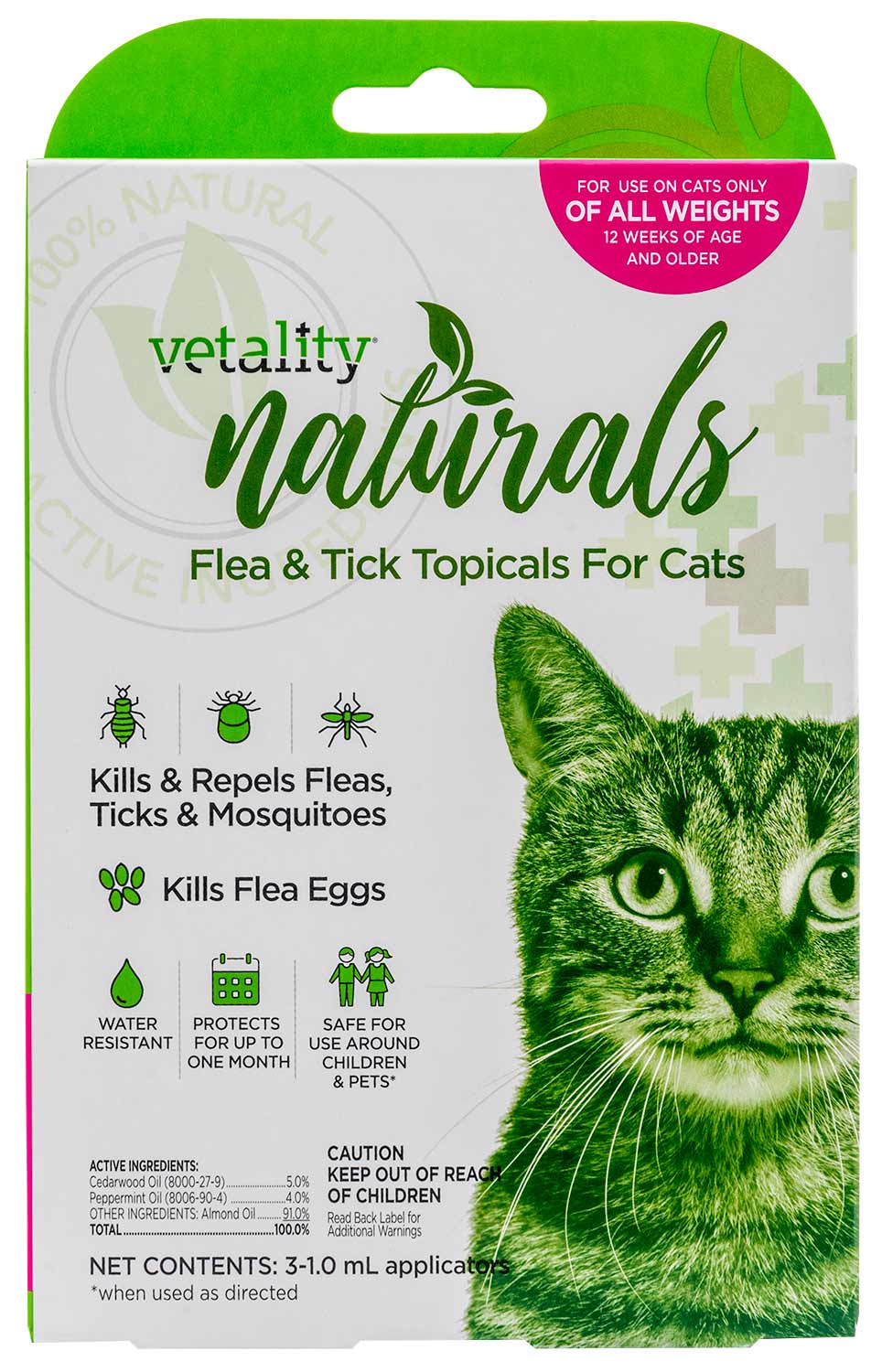3-pk vetality naturals flea & tick topicals for cats