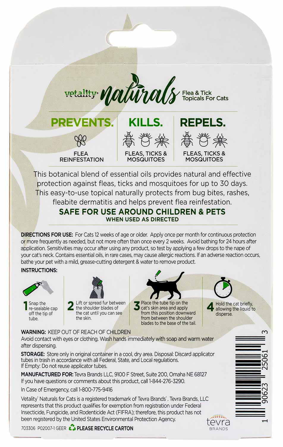 3-pk vetality naturals flea & tick topicals for cats