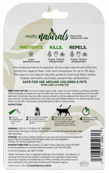 3-pk Vetality Naturals Flea & Tick Topicals for Cats