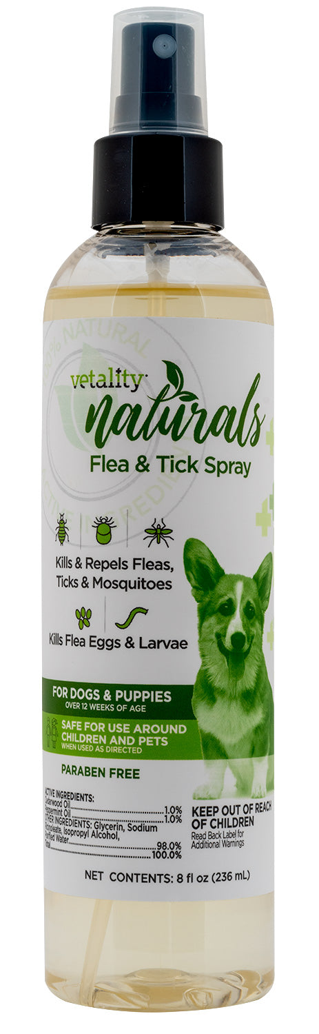 8 oz Vetality Naturals Flea & Tick Spray for Dogs