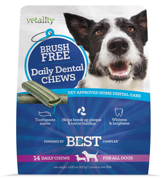 Brush Free Daily Dental Chews for Dogs 14 ct