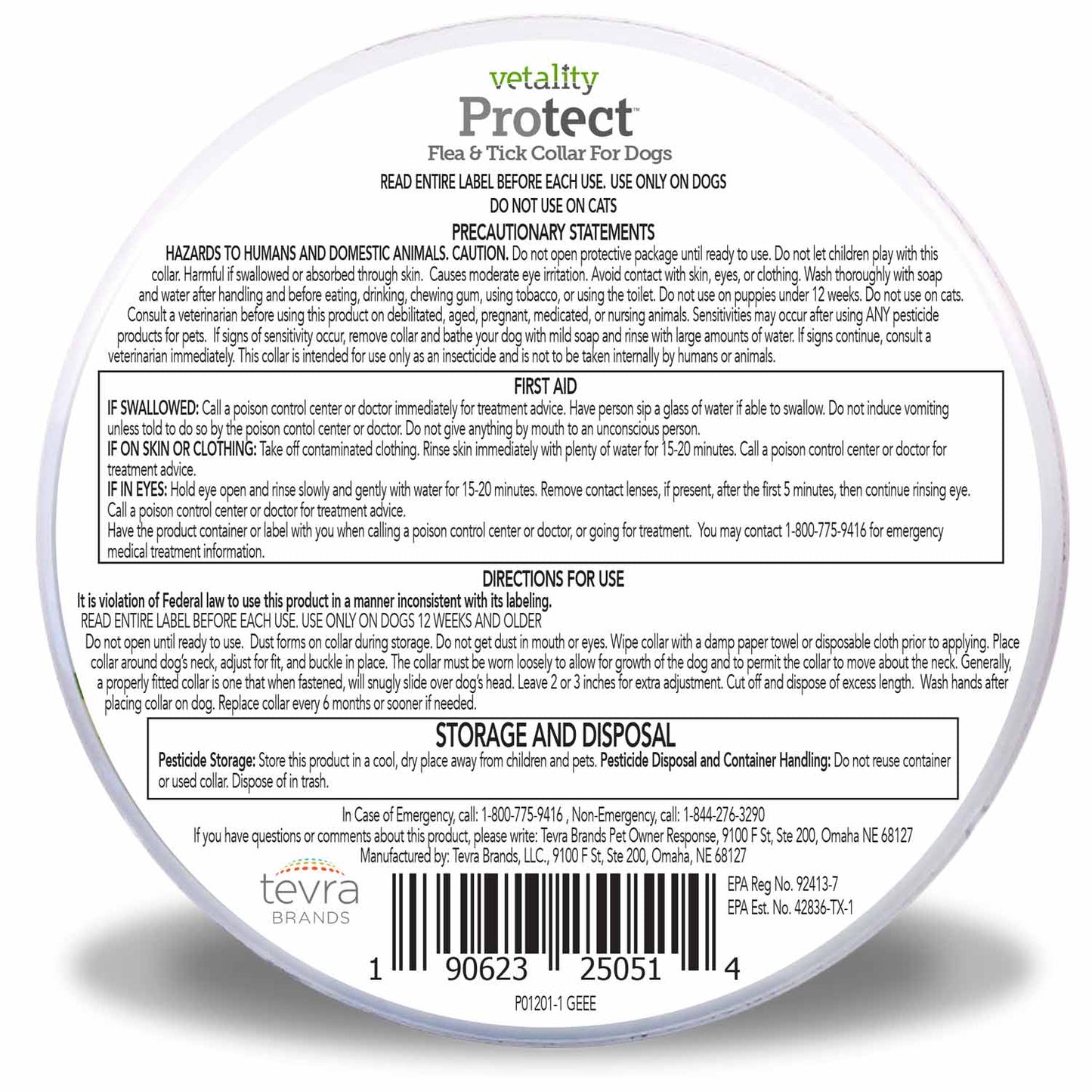 vetality protect flea & tick collar for small dogs & puppies up to 15" 12 month protection