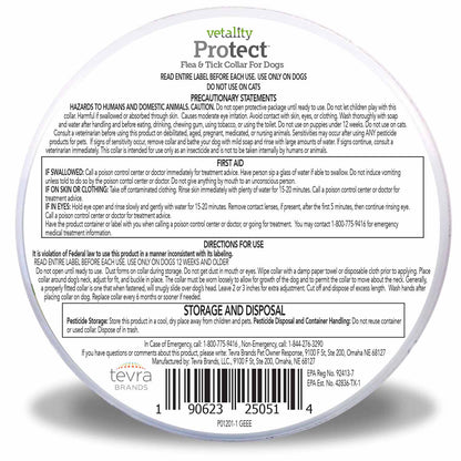 Vetality Protect Flea & Tick Collar for Small Dogs & Puppies up to 15" 12 month protection
