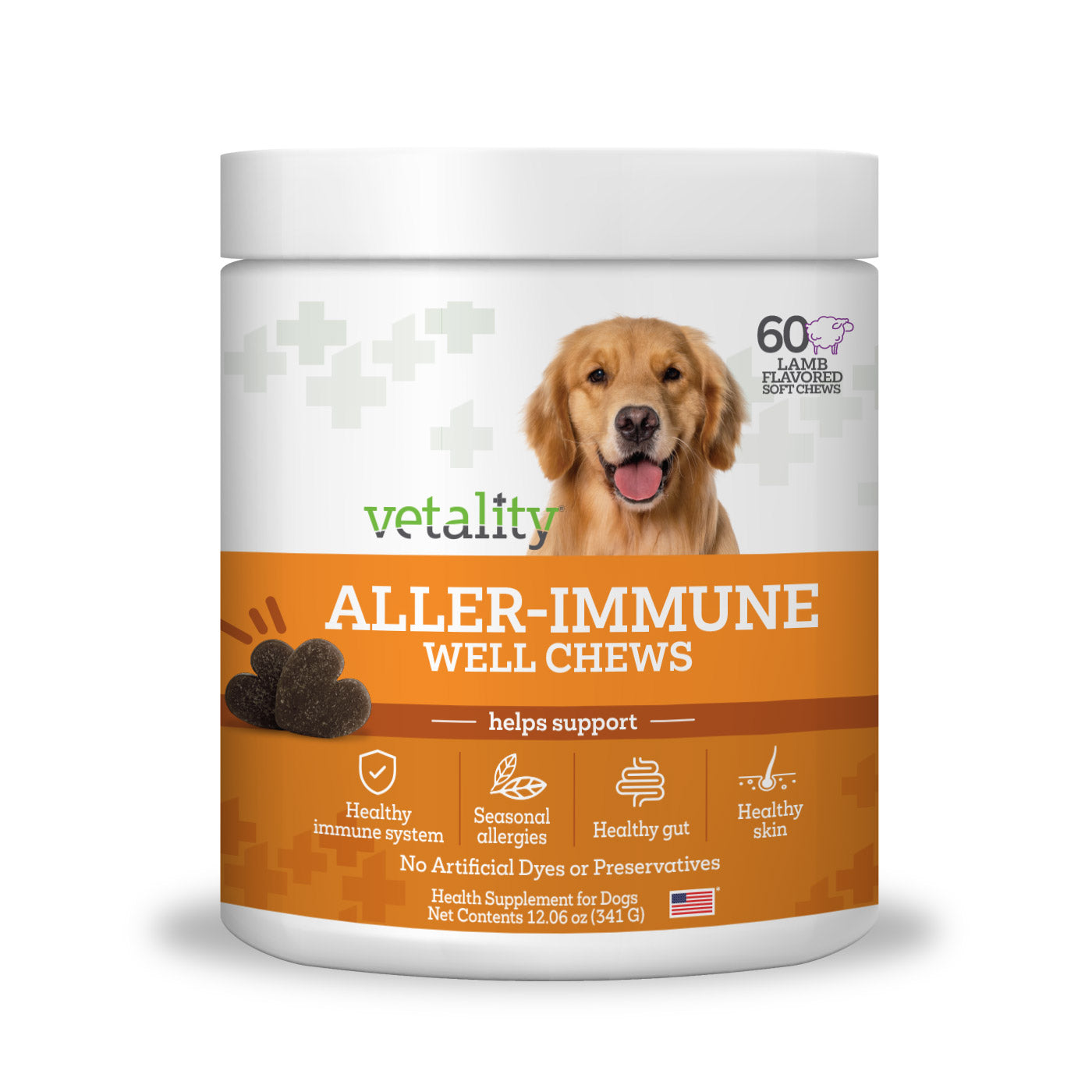 vetality aller-immune skin & coat well chews for dogs (in canister)