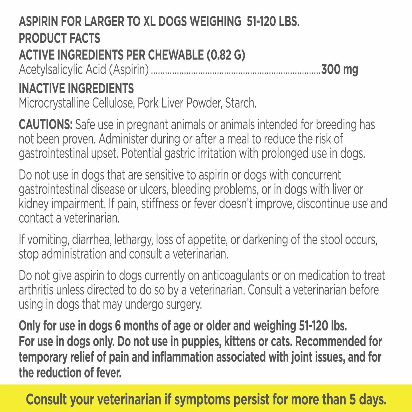 vetality canine aspirin for small-med dogs 10-50 lbs