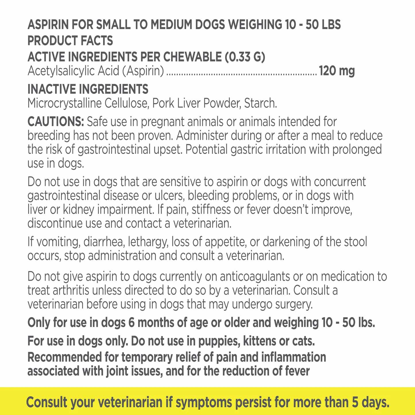vetality canine aspirin for larger-xl dogs 51-120 lbs