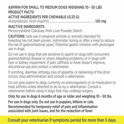 Vetality Canine Aspirin for Larger-XL Dogs 51-120 lbs