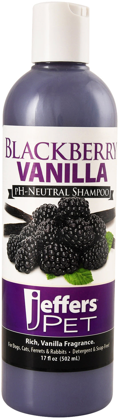 Jeffers Pet Blackberry Vanilla pH-Neutral Shampoo, 17 oz - Soap & Detergent Free, Tearless Pet Grooming Shampoo with Aloe Vera, Coconut Extract, Vitamins A D E, Concentrated Formula, Made in USA