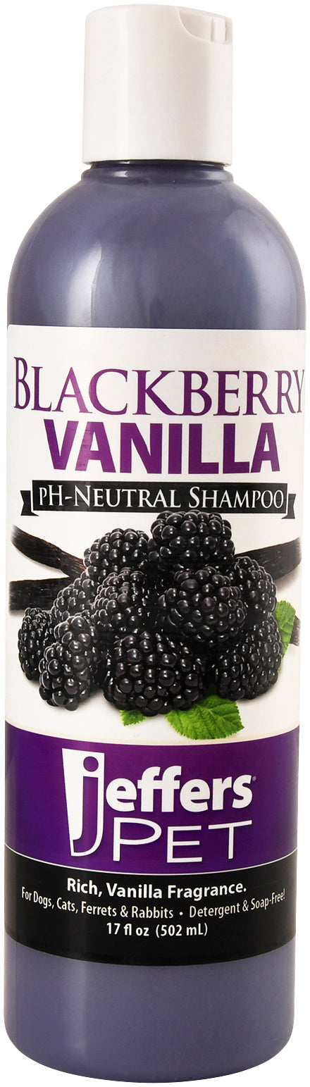 Jeffers Pet Blackberry Vanilla pH-Neutral Shampoo, 17 oz - Soap & Detergent Free, Tearless Pet Grooming Shampoo with Aloe Vera, Coconut Extract, Vitamins A D E, Concentrated Formula, Made in USA