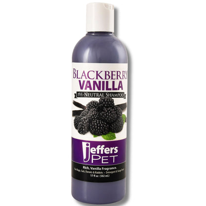 Jeffers Pet Blackberry Vanilla pH-Neutral Shampoo, 17 oz - Soap & Detergent Free, Tearless Pet Grooming Shampoo with Aloe Vera, Coconut Extract, Vitamins A D E, Concentrated Formula, Made in USA