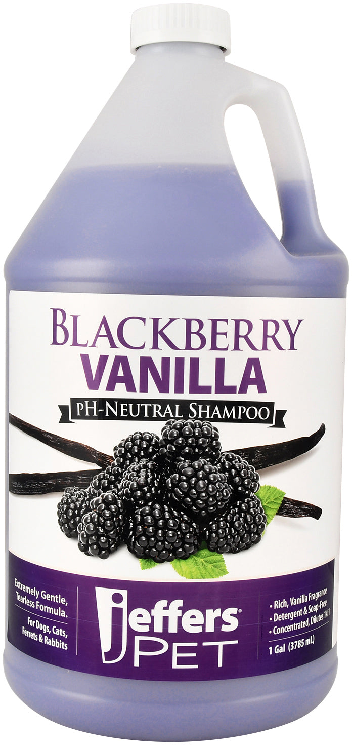 jeffers pet blackberry vanilla ph-neutral shampoo, 128 oz - soap & detergent free, tearless pet grooming shampoo with aloe vera, coconut extract, vitamins a d e, concentrated formula, made in usa