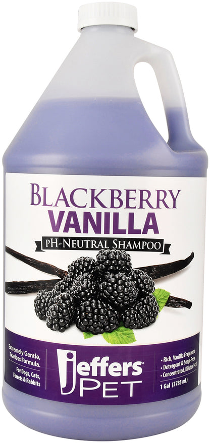 Jeffers Pet Blackberry Vanilla pH-Neutral Shampoo, 128 oz - Soap & Detergent Free, Tearless Pet Grooming Shampoo with Aloe Vera, Coconut Extract, Vitamins A D E, Concentrated Formula, Made in USA
